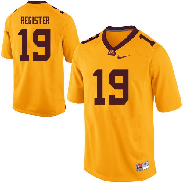 Men #19 Hunter Register Minnesota Golden Gophers College Football Jerseys Sale-Gold